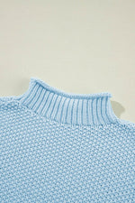 Load image into Gallery viewer, Iceland Blue High Neck Bat Short Sleeve Sweater - Fashion Queen - 11