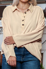 Load image into Gallery viewer, Jet Stream Plus Size Thermal Waffle Knit Henley Tunic Top - Fashion Queen - 13