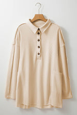 Load image into Gallery viewer, Jet Stream Plus Size Thermal Waffle Knit Henley Tunic Top - Fashion Queen - 14