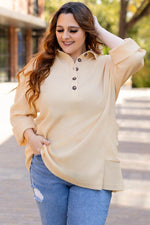 Load image into Gallery viewer, Jet Stream Plus Size Thermal Waffle Knit Henley Tunic Top - Fashion Queen - 4