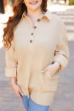 Load image into Gallery viewer, Jet Stream Plus Size Thermal Waffle Knit Henley Tunic Top - Fashion Queen - 6