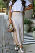 Load image into Gallery viewer, Jet Stream Satin Solid High Waist Maxi Skirt - Fashion Queen - 1