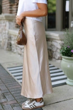 Load image into Gallery viewer, Jet Stream Satin Solid High Waist Maxi Skirt - Fashion Queen - 4