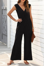 Load image into Gallery viewer, Jungle Green Deep V Pleated Crisscross Wide Leg Backless Jumpsuit - Fashion Queen - 20