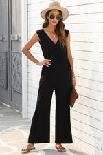 Load image into Gallery viewer, Jungle Green Deep V Pleated Crisscross Wide Leg Backless Jumpsuit - Fashion Queen - 25