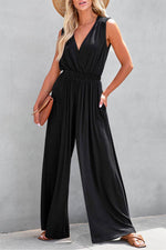 Load image into Gallery viewer, Jungle Green Deep V Pleated Crisscross Wide Leg Backless Jumpsuit - Fashion Queen - 4