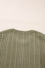 Load image into Gallery viewer, Jungle Green Ribbed Knit Half Button Slim Fit Blouse - Fashion Queen - 11