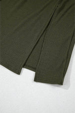 Load image into Gallery viewer, Jungle Green Ribbed Side Slit Ruched Slim Fit Long Sleeve Mini Dress - Fashion Queen - 10