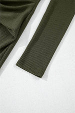 Load image into Gallery viewer, Jungle Green Ribbed Side Slit Ruched Slim Fit Long Sleeve Mini Dress - Fashion Queen - 9