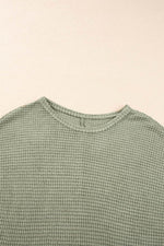 Load image into Gallery viewer, Jungle Green Waffle Texture Curved Hem Side Slit T-shirt Dress - Fashion Queen - 6