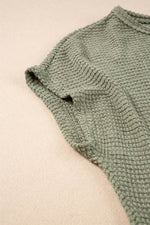 Load image into Gallery viewer, Jungle Green Waffle Texture Curved Hem Side Slit T-shirt Dress - Fashion Queen - 7