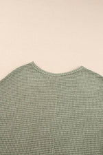 Load image into Gallery viewer, Jungle Green Waffle Texture Curved Hem Side Slit T-shirt Dress - Fashion Queen - 9