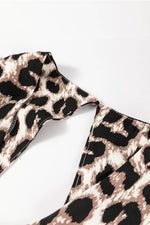 Load image into Gallery viewer, Khaki Cheetah Print Backless V Neck Loose Fit Mini Dress - Fashion Queen - 21