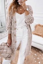 Load image into Gallery viewer, Khaki Hollow-out Openwork Knit Cardigan - Fashion Queen - 1