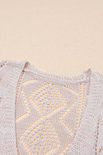 Load image into Gallery viewer, Khaki Hollow-out Openwork Knit Cardigan - Fashion Queen - 14