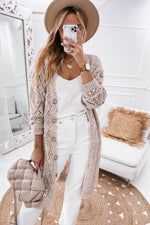 Load image into Gallery viewer, Khaki Hollow-out Openwork Knit Cardigan - Fashion Queen - 3