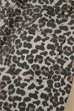 Load image into Gallery viewer, Khaki Leopard Denim Mini Skirt - Fashion Queen - 12