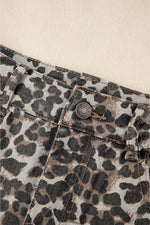 Load image into Gallery viewer, Khaki Leopard Denim Mini Skirt - Fashion Queen - 14