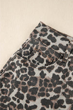 Load image into Gallery viewer, Khaki Leopard Denim Mini Skirt - Fashion Queen - 15