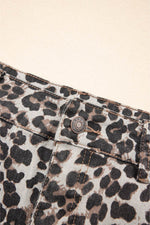 Load image into Gallery viewer, Khaki Leopard Denim Mini Skirt - Fashion Queen - 21