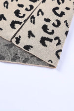 Load image into Gallery viewer, Khaki Leopard High Neck Side Slit Oversized Sweater - Fashion Queen - 10