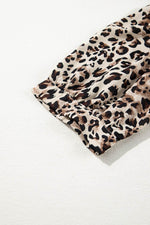 Load image into Gallery viewer, Khaki Leopard Print Lace-up Ruffled 3/4 Sleeve Plus Size Blouse - Fashion Queen - 13