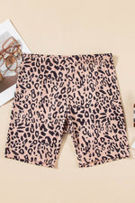 Load image into Gallery viewer, Khaki Leopard Print Ribbed Textured Knit Biker Shorts - Fashion Queen - 3