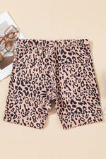Load image into Gallery viewer, Khaki Leopard Print Ribbed Textured Knit Biker Shorts - Fashion Queen - 4