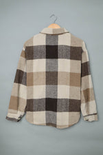 Load image into Gallery viewer, Khaki Plaid Color Block Buttoned Long Sleeve Jacket with Pocket - Fashion Queen - 13