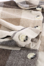 Load image into Gallery viewer, Khaki Plaid Color Block Buttoned Long Sleeve Jacket with Pocket - Fashion Queen - 17