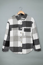 Load image into Gallery viewer, Khaki Plaid Color Block Buttoned Long Sleeve Jacket with Pocket - Fashion Queen - 25
