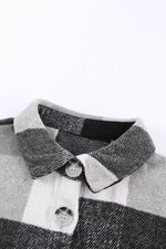 Load image into Gallery viewer, Khaki Plaid Color Block Buttoned Long Sleeve Jacket with Pocket - Fashion Queen - 27