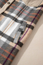 Load image into Gallery viewer, Khaki Plaid Patchwork Long Sleeve Shirt Mini Dress - Fashion Queen - 14