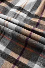 Load image into Gallery viewer, Khaki Plaid Patchwork Long Sleeve Shirt Mini Dress - Fashion Queen - 19