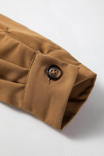 Load image into Gallery viewer, Khaki Plaid Patchwork Long Sleeve Shirt Mini Dress - Fashion Queen - 27