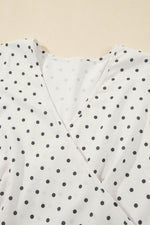 Load image into Gallery viewer, Khaki Polka Dot Surplice V Neck Tied Waist Flutter Sleeve Flowy Plus Size Midi Dress - Fashion Queen - 17