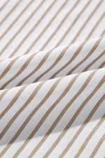 Load image into Gallery viewer, Khaki Stripe Long Sleeve Button Up Mini Shirt Dress - Fashion Queen - 15