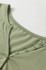 Load image into Gallery viewer, Laurel Green Long Sleeve Buttons V Neck Slim Fit Top - Fashion Queen - 7