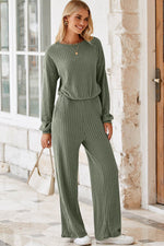 Load image into Gallery viewer, Laurel Green Solid Ribbed Knit Keyhole Back High Waist Jumpsuit - Fashion Queen - 6