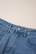 Load image into Gallery viewer, Light Blue Frayed Slit Asymmetric Denim Midi Skirt - Fashion Queen - 7