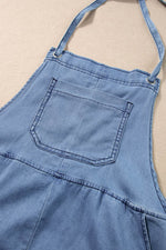 Load image into Gallery viewer, Light Blue Grommet Tie Straps Casual Denim Romper - Fashion Queen - 18
