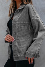 Load image into Gallery viewer, Light Blue Washed Oversize Pocketed Denim Jacket - Fashion Queen - 12