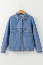 Load image into Gallery viewer, Light Blue Washed Oversize Pocketed Denim Jacket - Fashion Queen - 13