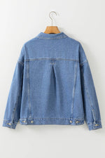 Load image into Gallery viewer, Light Blue Washed Oversize Pocketed Denim Jacket - Fashion Queen - 14
