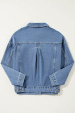 Load image into Gallery viewer, Light Blue Washed Oversize Pocketed Denim Jacket - Fashion Queen - 16