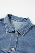Load image into Gallery viewer, Light Blue Washed Oversize Pocketed Denim Jacket - Fashion Queen - 27