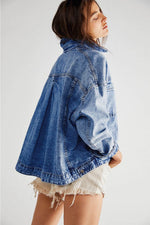 Load image into Gallery viewer, Light Blue Washed Oversize Pocketed Denim Jacket - Fashion Queen - 8