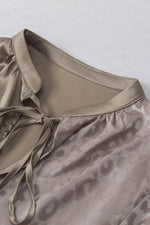 Load image into Gallery viewer, Light French Beige Contrast Half Leopard Jacquard Satin Blouse - Fashion Queen -  5