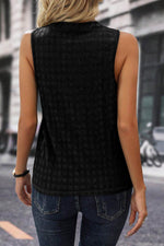 Load image into Gallery viewer, Light French Beige Lattice Textured Split Neck Tank Top - Fashion Queen - 11