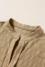 Load image into Gallery viewer, Light French Beige Lattice Textured Split Neck Tank Top - Fashion Queen - 20